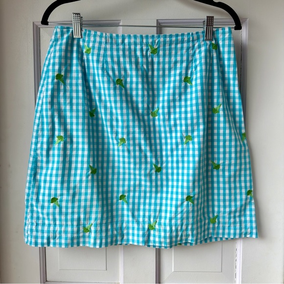 Lilly Pulitzer Dresses & Skirts - Lilly Pulitzer Blue Gingham Skirt with Green Ice Cream Accents